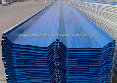 Long Span Color Coated Metal Corrugated Roofing Sheets / PPGI Roof Steel Panels